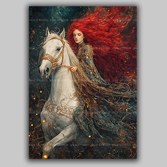 Epona Goddess Wall Art Celtic Mythology Horse Rider Print ...