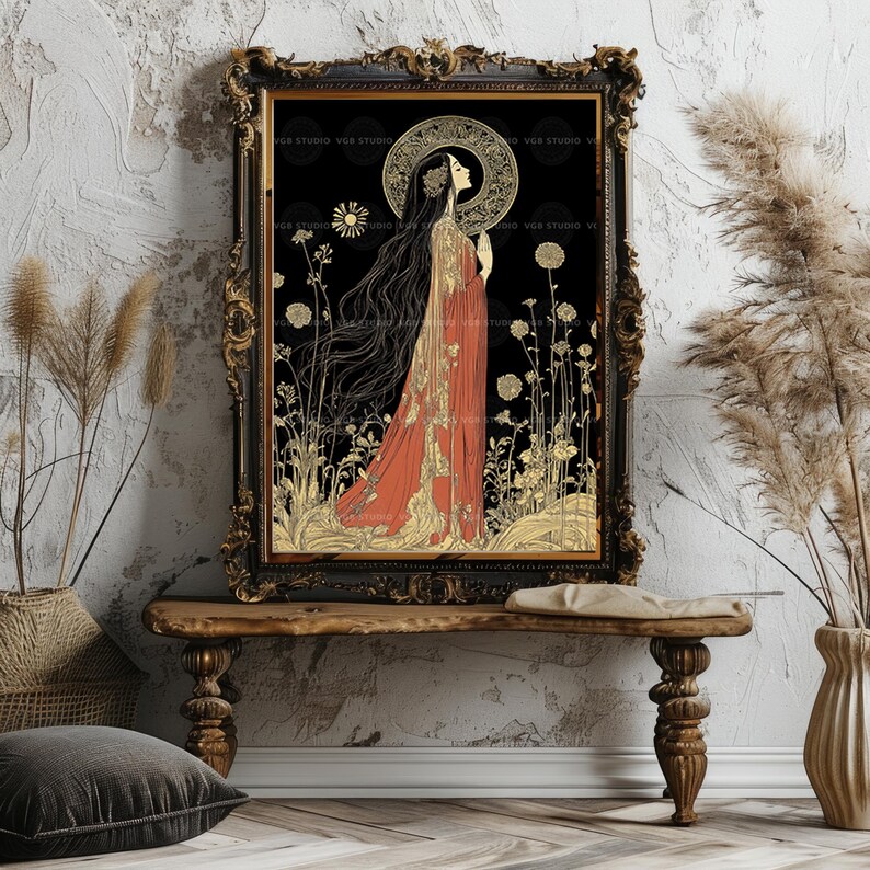 Mary Magdalene Art Print Christian Saint Feminine Spirituality Mystic Woman Halo Religious Artwork Faith Wall Decor Sacred Feminine AJ87 image 8