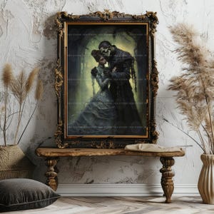 Gothic Romantik Kunstdruck Skelett Braut Viktorianisch Gothic Paar Haunted Love Bilder Malerei makaber Märchen Hochzeit Geschenk G70 Bild 8