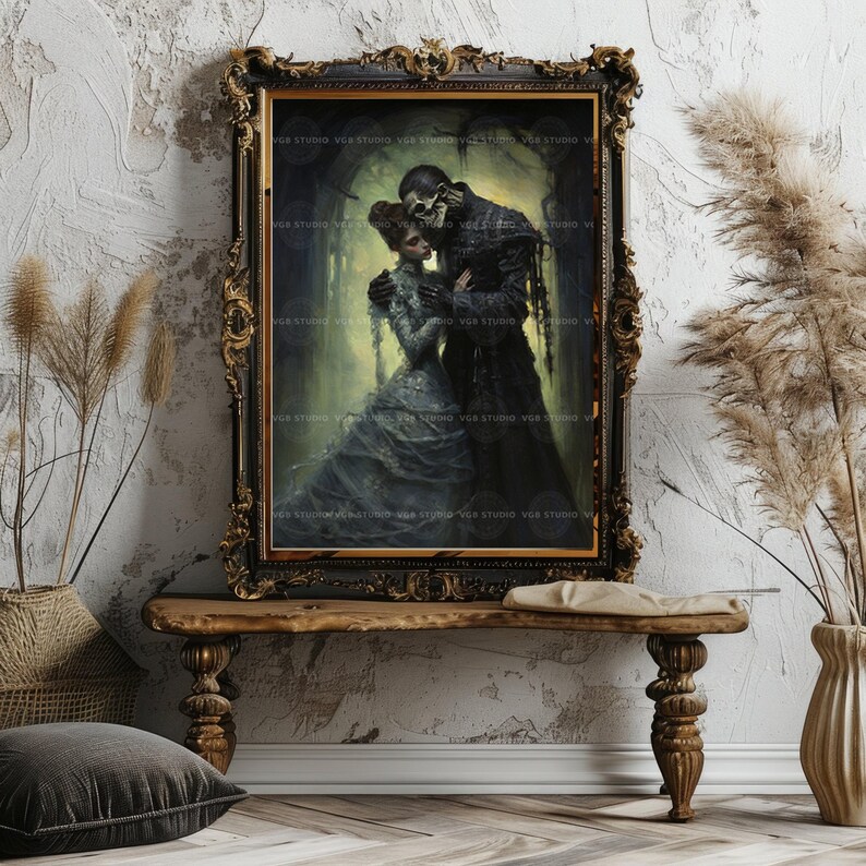 Gothic Romantik Kunstdruck Skelett Braut Viktorianisch Gothic Paar Haunted Love Bilder Malerei makaber Märchen Hochzeit Geschenk G70 Bild 8