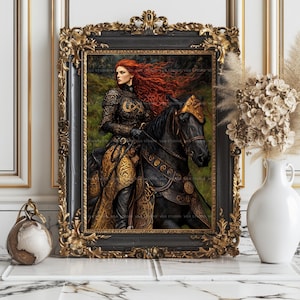 Macha Warrior Goddess Wall Art Print, Irish Sovereignty Horsewoman, Celtic Mythology Decor, Morrigan Battle Queen, Dark Feminine Gift aa02 image 8