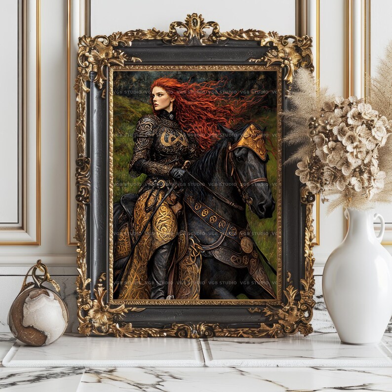Macha Warrior Goddess Wall Art Print, Irish Sovereignty Horsewoman, Celtic Mythology Decor, Morrigan Battle Queen, Dark Feminine Gift aa02 image 8