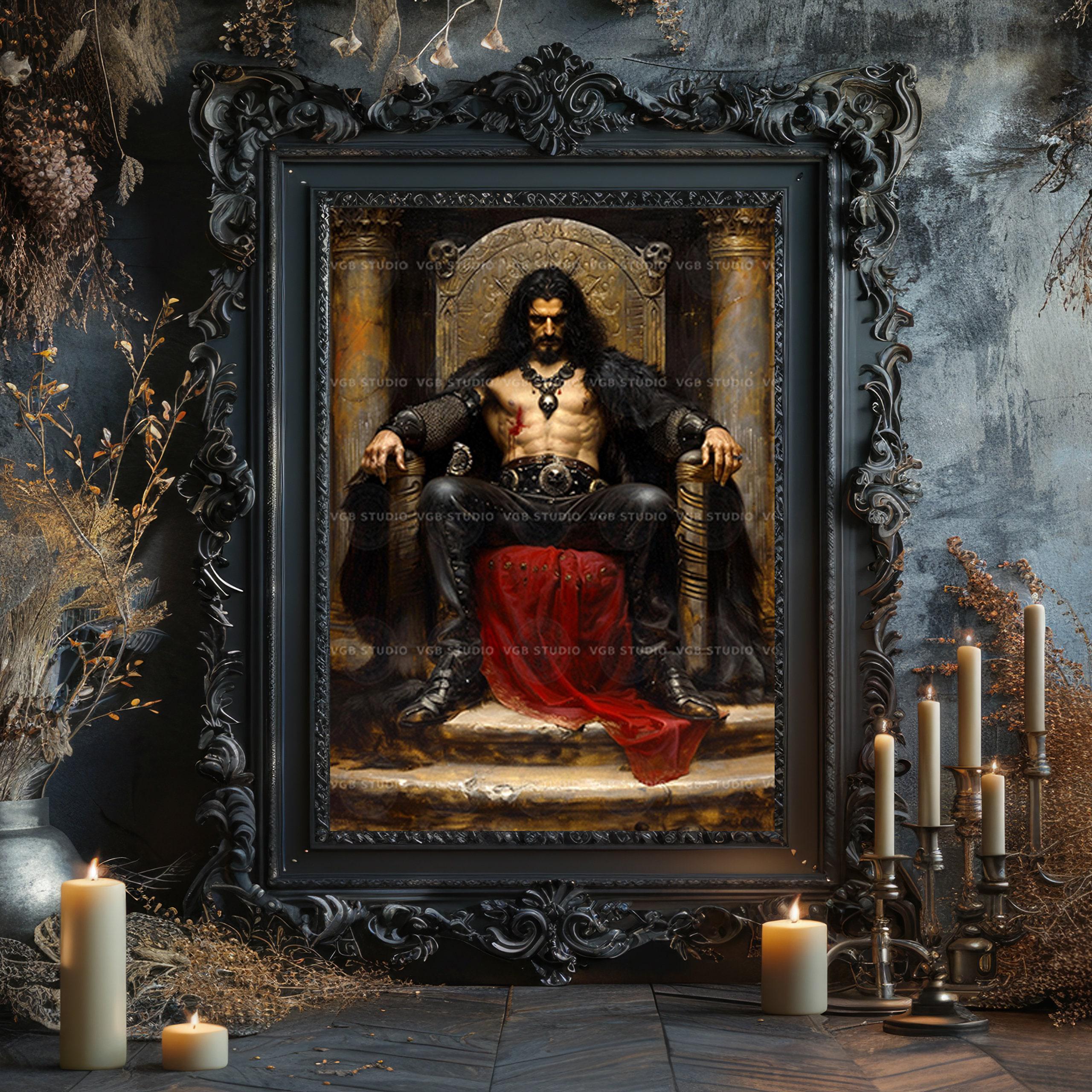 Vlad Tepes Art Print | Dracula on Throne Dark King Warrior Gothic