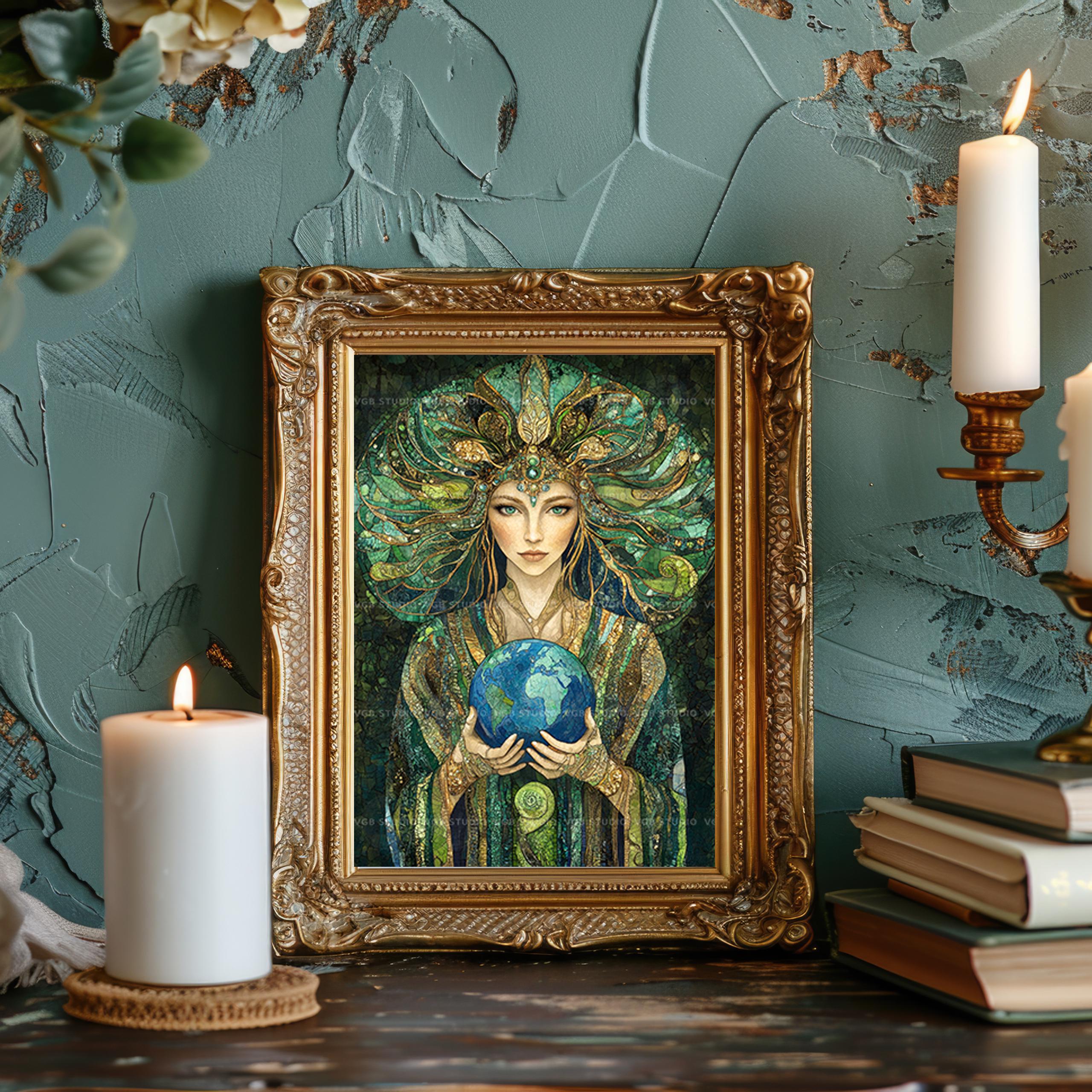 Gaia Greek Earth Goddess Art Print Mother Earth Deity Wall Decor Gaea ...