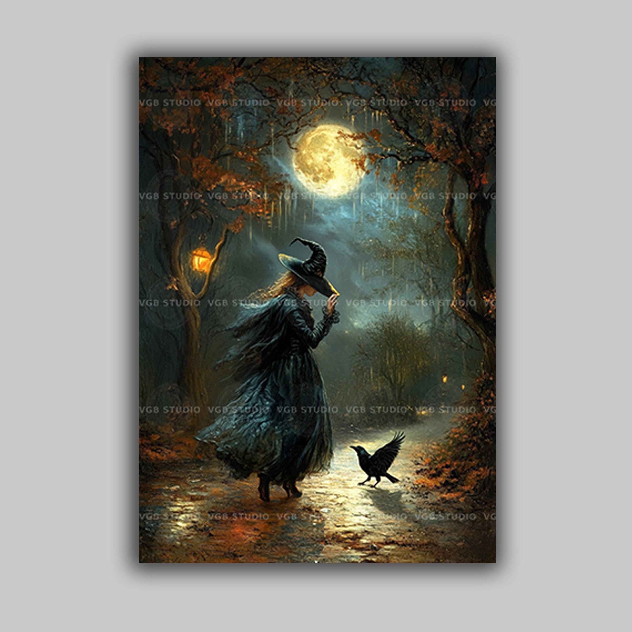 Tenture Murale Halloween 180x200 Cm - Design Château, Sorcière, Chouettes - Déco D'ambiance - Polyester