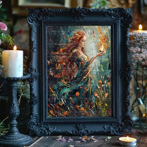 Brigid Celtic Pagan Goddess of Healing Print, Poetry Wisdom Deity Fine Art Giclee, Irish Baroque Painting, Esoteric Ancient Myth Art M50 image 2