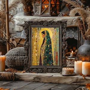 Mary Magdalene Art Print Mosaic Icon Religious Decor Sacred Woman Spiritual Wall Christian Gift Colorful Portrait Faith Altar Catholic AJ51 image 4