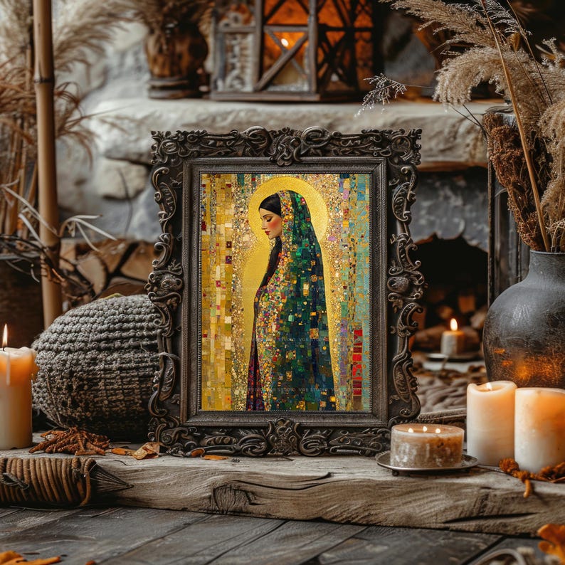 Mary Magdalene Art Print Mosaic Icon Religious Decor Sacred Woman Spiritual Wall Christian Gift Colorful Portrait Faith Altar Catholic AJ51 image 4