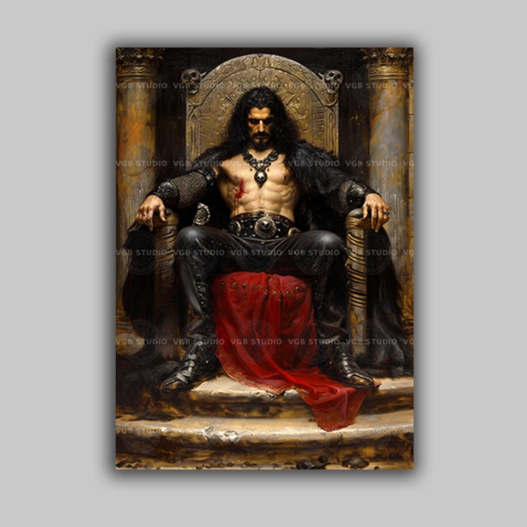 Vlad Tepes Art Print | Dracula on Throne Dark King Warrior Gothic