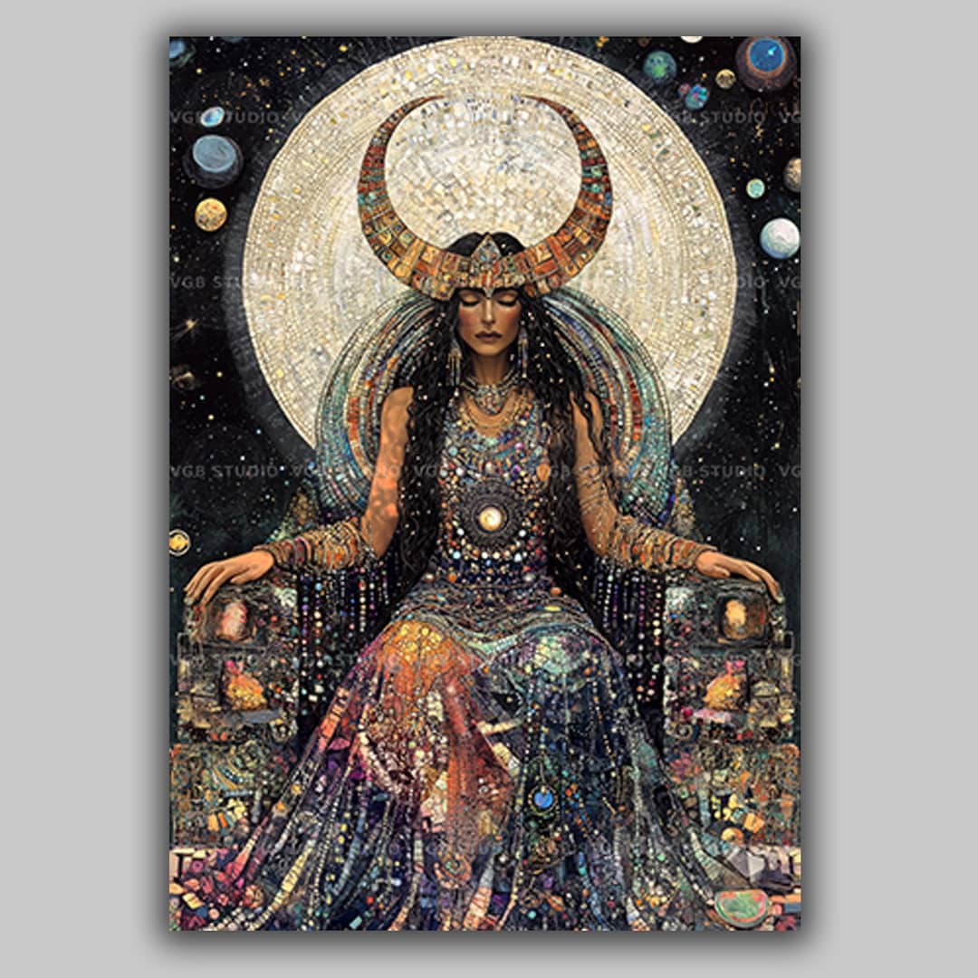 Astarte Art Print Mosaic Goddess of Stars and Moon Cosmic Crown ...