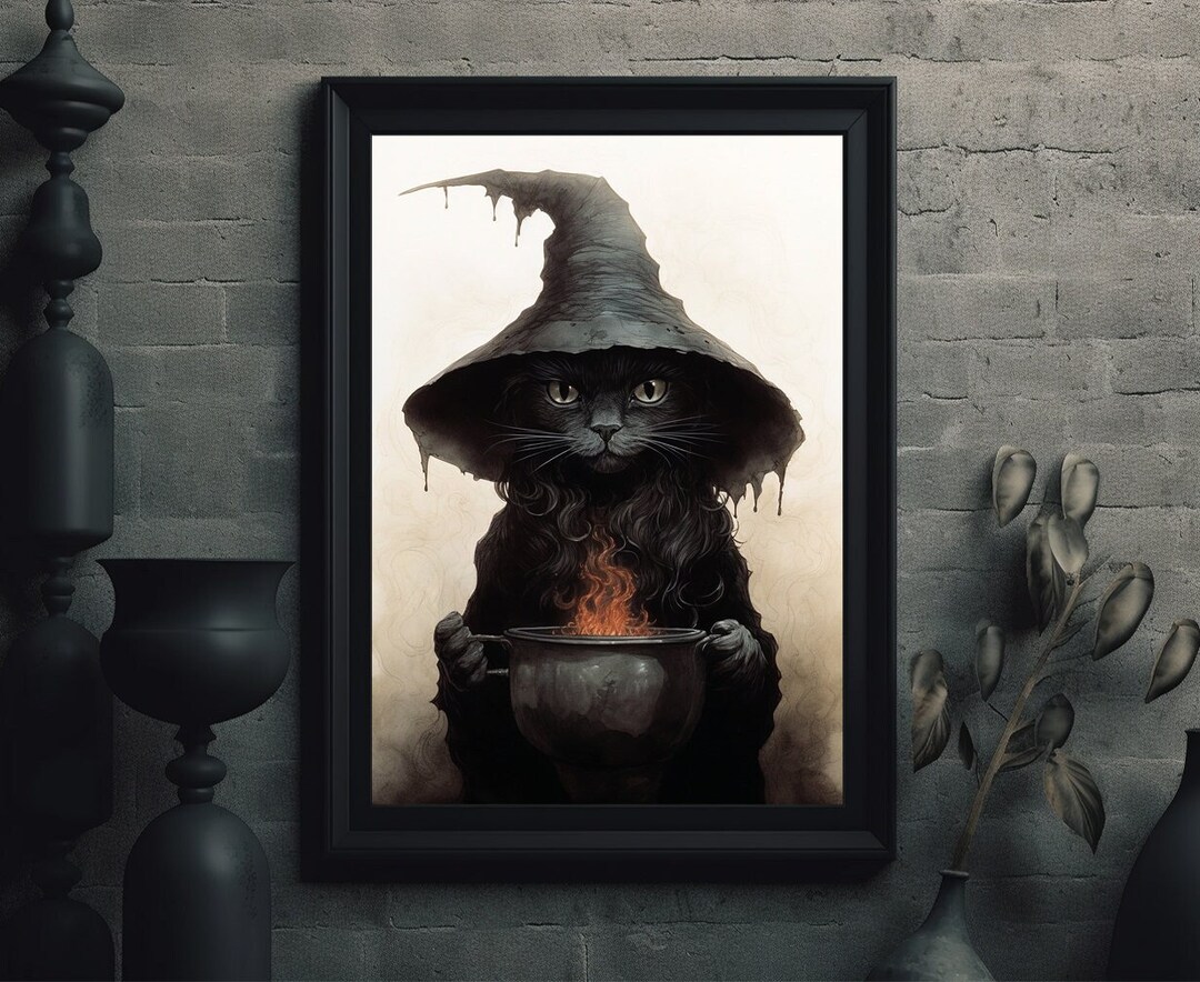 Black Cat Witch Witchy Vintage Poster Art Poster Print Dark - Etsy