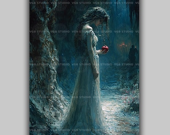 Persephone Wall Art Print, Griekse onderwereldkoningin, granaatappelgodin, Hades-mythologiedecor, donkere vrouwelijke priesteres, gotische fantasie aa52
