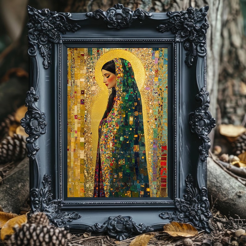 Mary Magdalene Art Print Mosaic Icon Religious Decor Sacred Woman Spiritual Wall Christian Gift Colorful Portrait Faith Altar Catholic AJ51 image 7