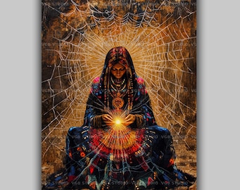 Spider Grandmother Native American Goddess Art Print Hopi Navajo Spider Woman Weaver Deity, Indigenous Mythology Southwestern Spiritual AL31