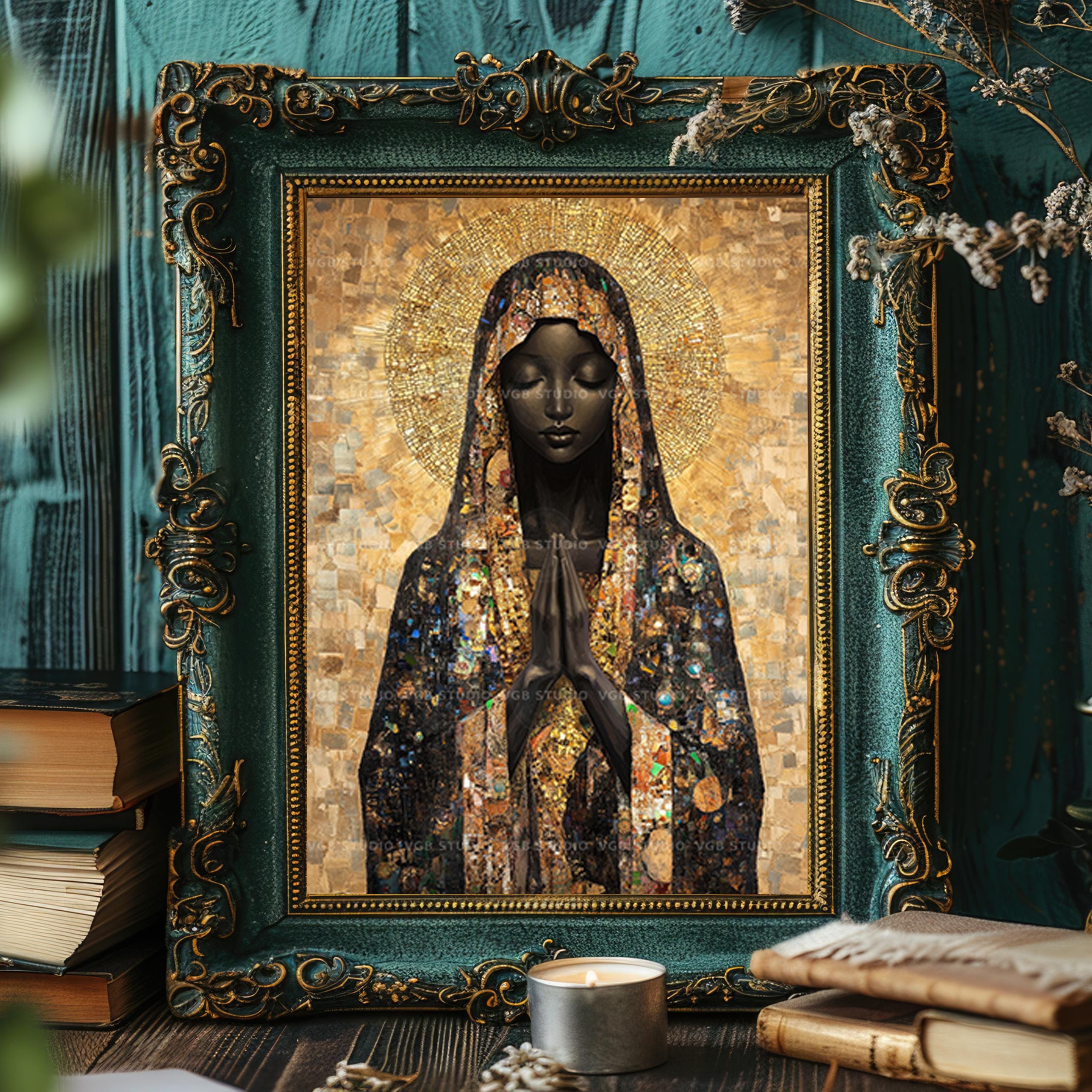 Black Madonna Art Print Virgin Mary Poster Mosaic Wall Decor Christian ...