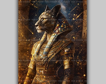 バステト - 古代エジプトの猫の女神、バステト、エジプト、青い