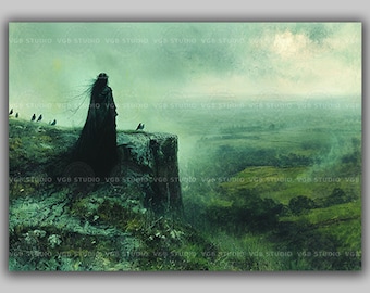 The Morrigan Celtic Goddess Art Print Raven Queen of Battle and Fate Crow Goddess Pagan Goddess Irish Mythology Celtic Goddess Wall Art M31