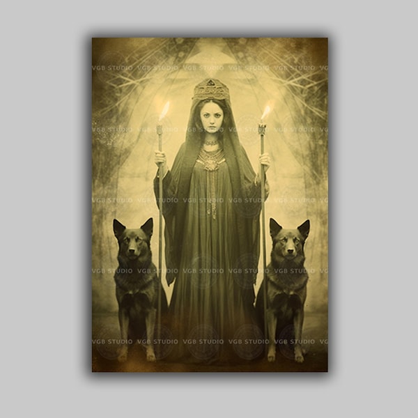 Hecate Wall Art Print, Greek Mythology Decor, Witchcraft Gifts, Dark Academia Poster, Occult Aesthetic, Pagan Altar, Divine Feminine F30