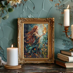 Brigid Celtic Pagan Goddess of Healing Print, Poetry Wisdom Deity Fine Art Giclee, Irish Baroque Painting, Esoteric Ancient Myth Art M50 image 5