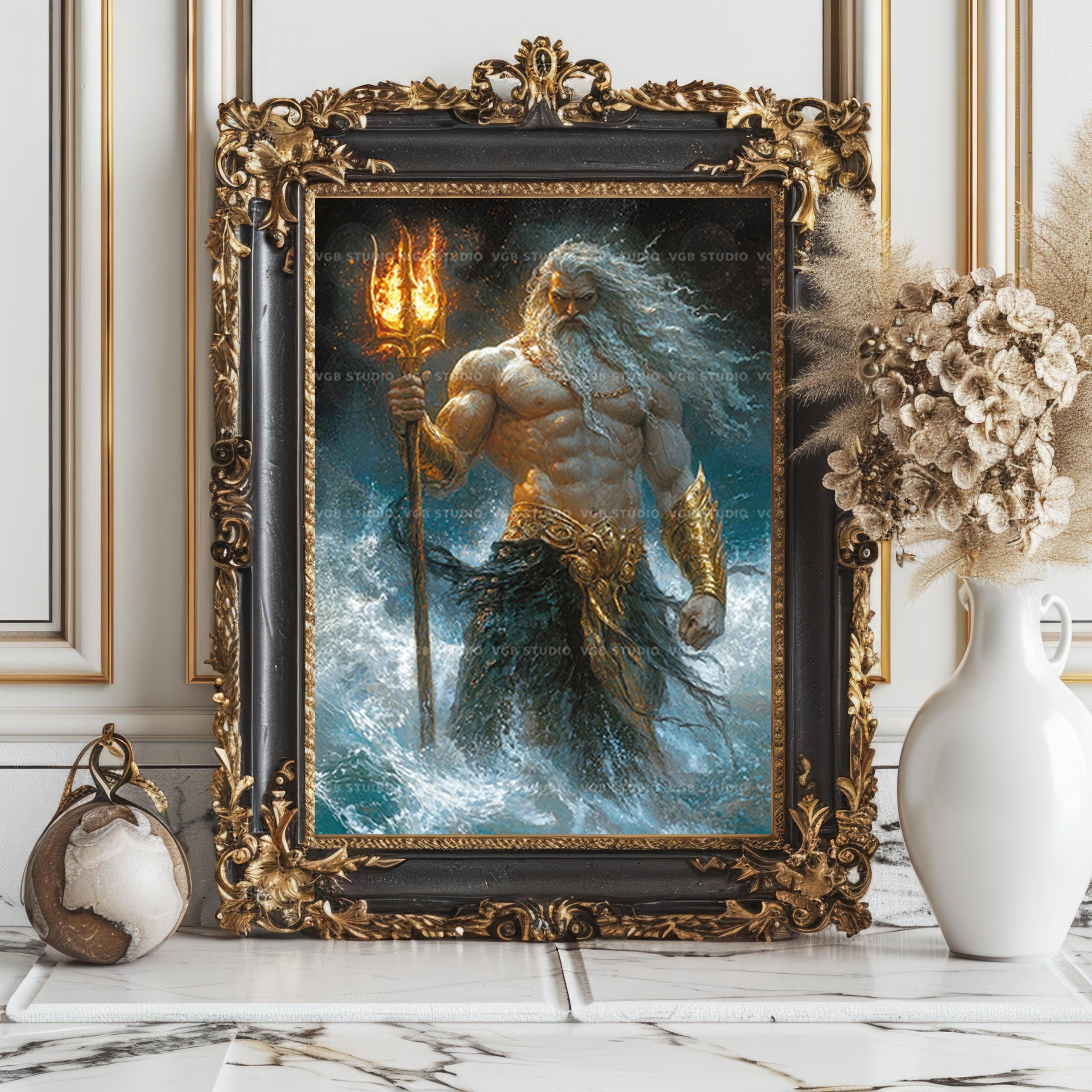 Poseidon Greek God of the Sea Art Print Ocean Storm Mythology Wall Art ...