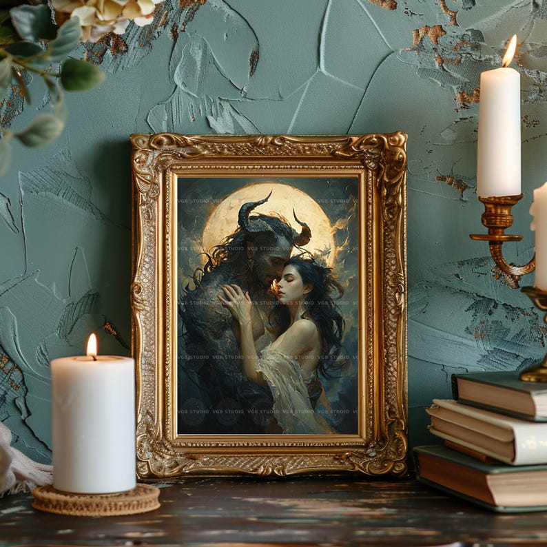 Monster Romance Wall Art Print, Gothic Bedroom Decor, Occult Aesthetic, Mythical Creature, Dark Feminine Energy, Supernatural Posters K35 image 5