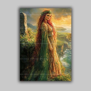 Eriu Art Print Irish Goddess Erin Celtic Queen Mythology Ireland Tuatha Dé Danann Nature Priestess Druid Spiritual Pagan Celtic Decor u97