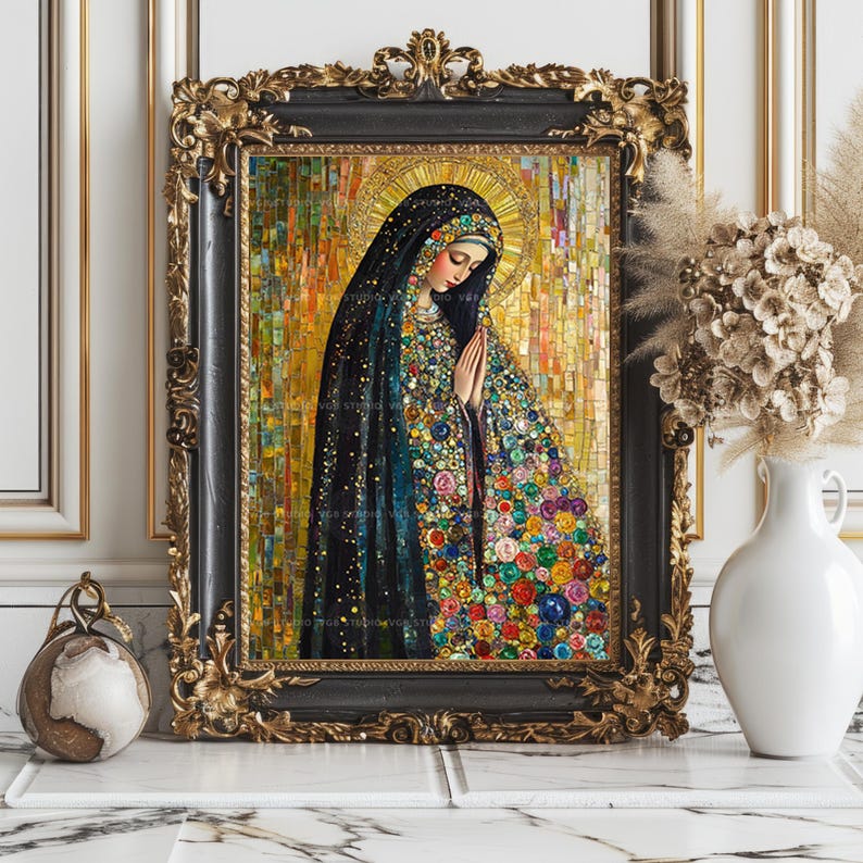 Lady of Guadalupe Art Print Mosaic Virgin Mary Religious Decor Mexican Icon Catholic Wall Colorful Spiritual Gift Madonna Sacred Home AJ50 image 8