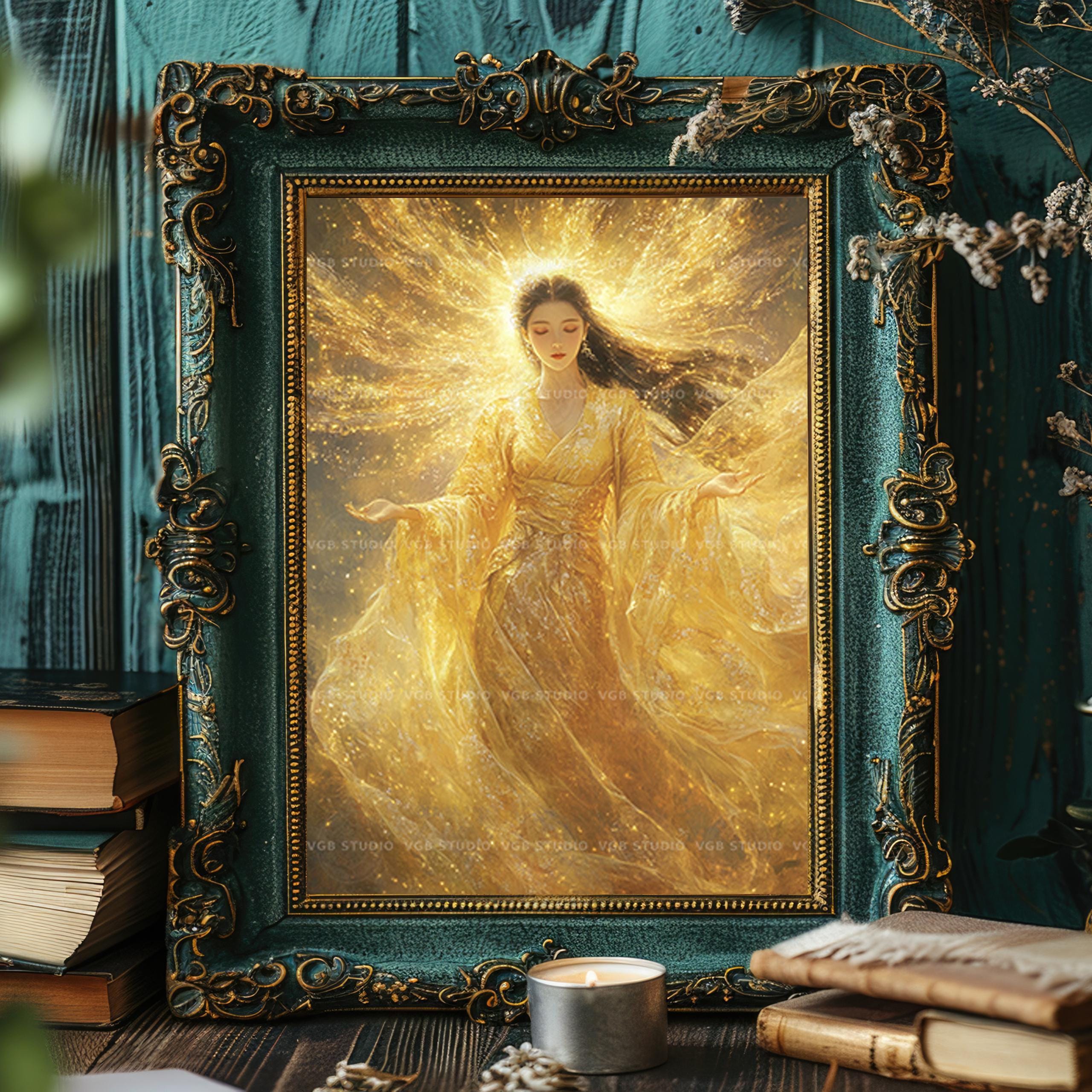 Amaterasu Art Print Japanese Sun Goddess Shinto Mythology Divine Light ...