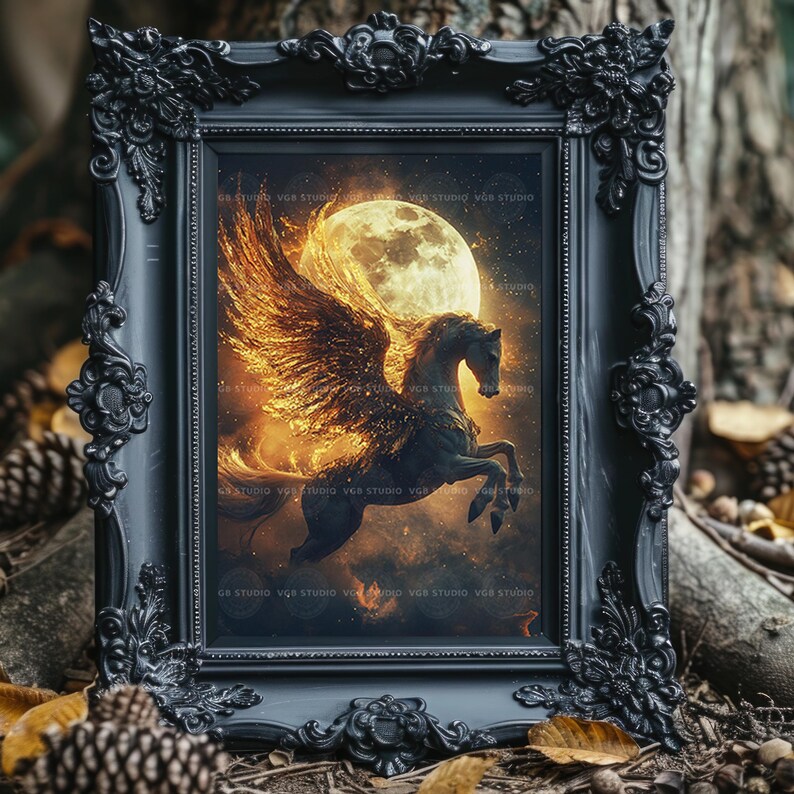Pegasus Art Print Mythical Winged Horse Fantasy Creature Artwork ...