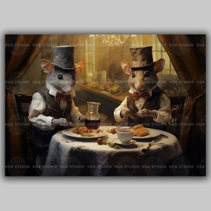 Gothic Rat Victorian Mouse Gentleman Poster Fine Art Print, Painting Wall Art Poster, Goth Wall Decor Giclee, Mice Art  Giclee Print A24
