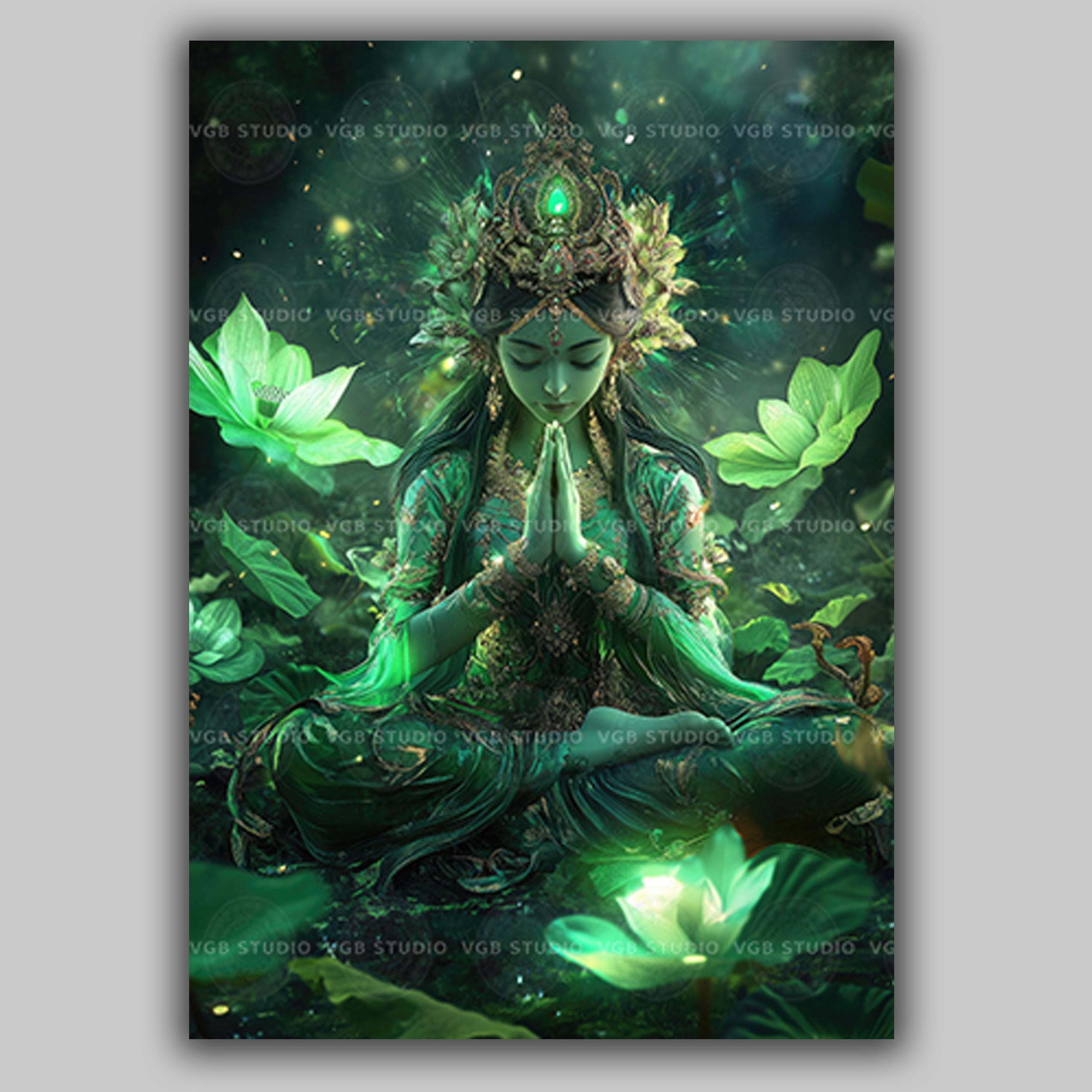 Green Tara Art Print, Goddess of Compassion and Swift Protection