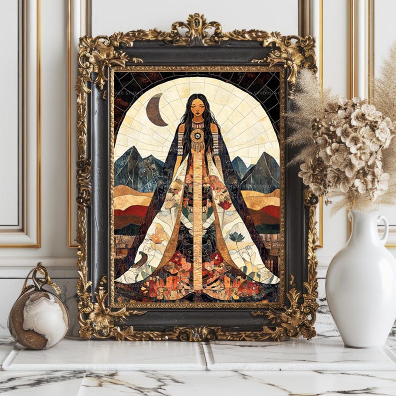 Changing Woman Navajo Goddess Wall Art Print Indigenous Mythology Sacred Feminine Nature Symbolism Native Spirit Earth Renewal Artwork AJ29 image 7
