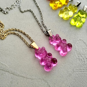 Y2K gummy bear necklace, stainless steel