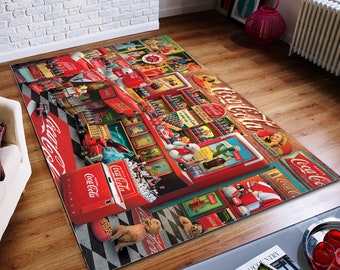 Coca Cola Rug,Abstract Rug, Coca Coca Retro, Coca Coca Vintage, Home Decor Rug, Modern Rug, Non slip Rug, Popular Rug, Area Rug, Custom Rug