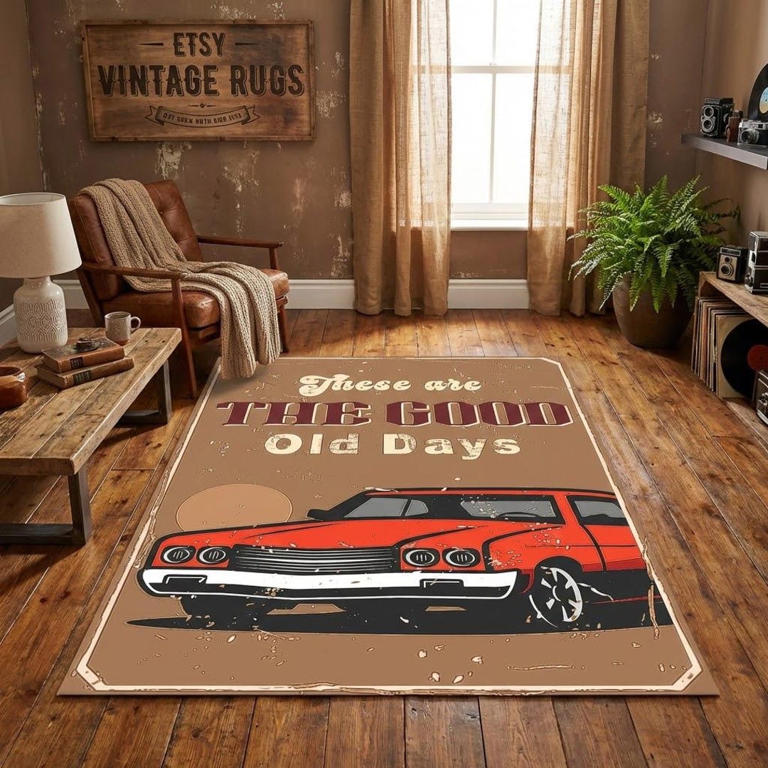 Car Rug Classic Classic Car,these Are the Good Old Days,personalized Rug,custom Rug ...