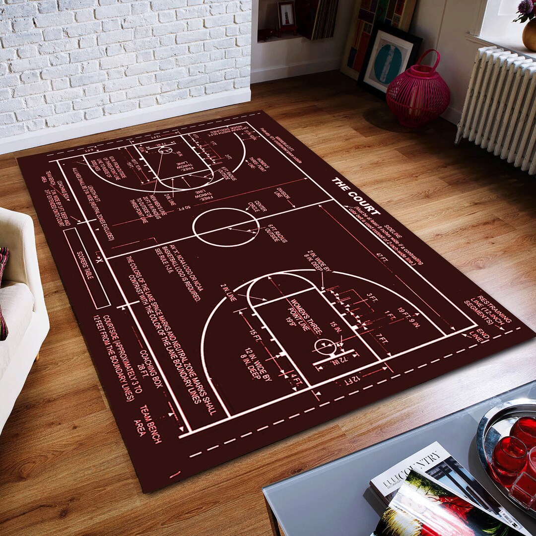 Basketball Court Rug, Art Decor, Baby Shower, Floor Decor Area Rug ...