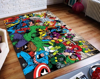 スパイダーマンラグ、ソーラグ、アイアンマンラグ、子供部屋ラグ、子供