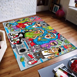 Rapper Teppich,Musikteppich,Hiphop Teppich,Legenden Teppich,Musik Dekor,Musikzimmer Teppich,Rap Stars Collage Teppich,Super Teppich,Geschenk für Ihn