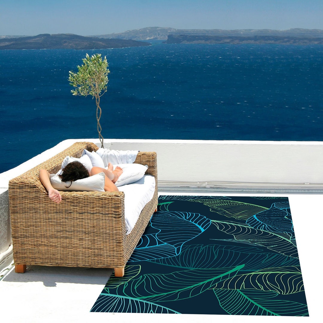 Outdoor Rug, Garden Decoration, Poolside Rug, Seaside Rug, Leaves ...