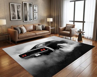 Classic Car Rug, Modern Rug, Colorful Rug,Art Rug, Home Decor Rug, Non slip Rug, Carpet, Gift For Him, Popular Rug, Area Rug, Custom Rug