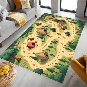 Stadskaart kinderen, speelkleed, speelkleed, gepersonaliseerde stadskaart tapijt, woondecoratie, speelkleed, kinderkamer kunstdecor, vloermat, kinderkamertapijt