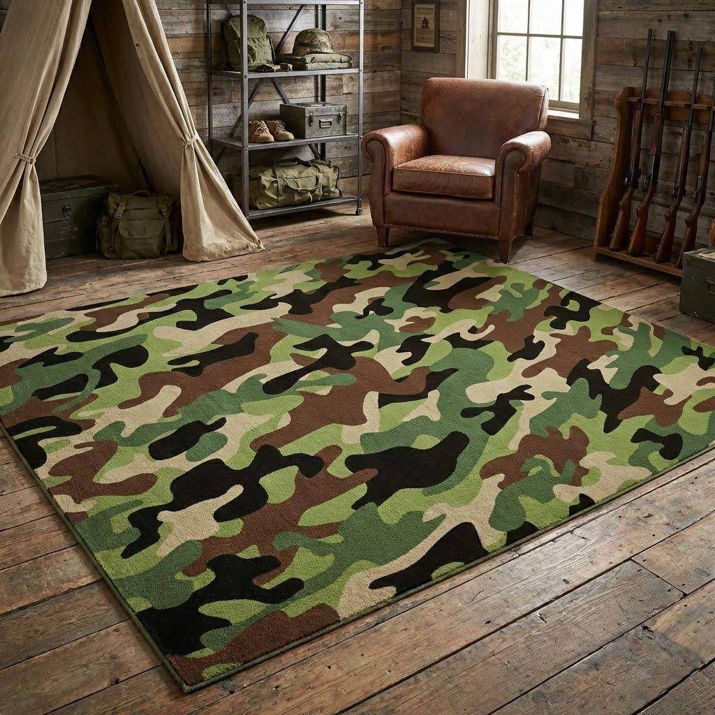 Round Rug Army Camouflage Pattern Rug, Military Design Rug, Abstract Rug, Custom Rug ...
