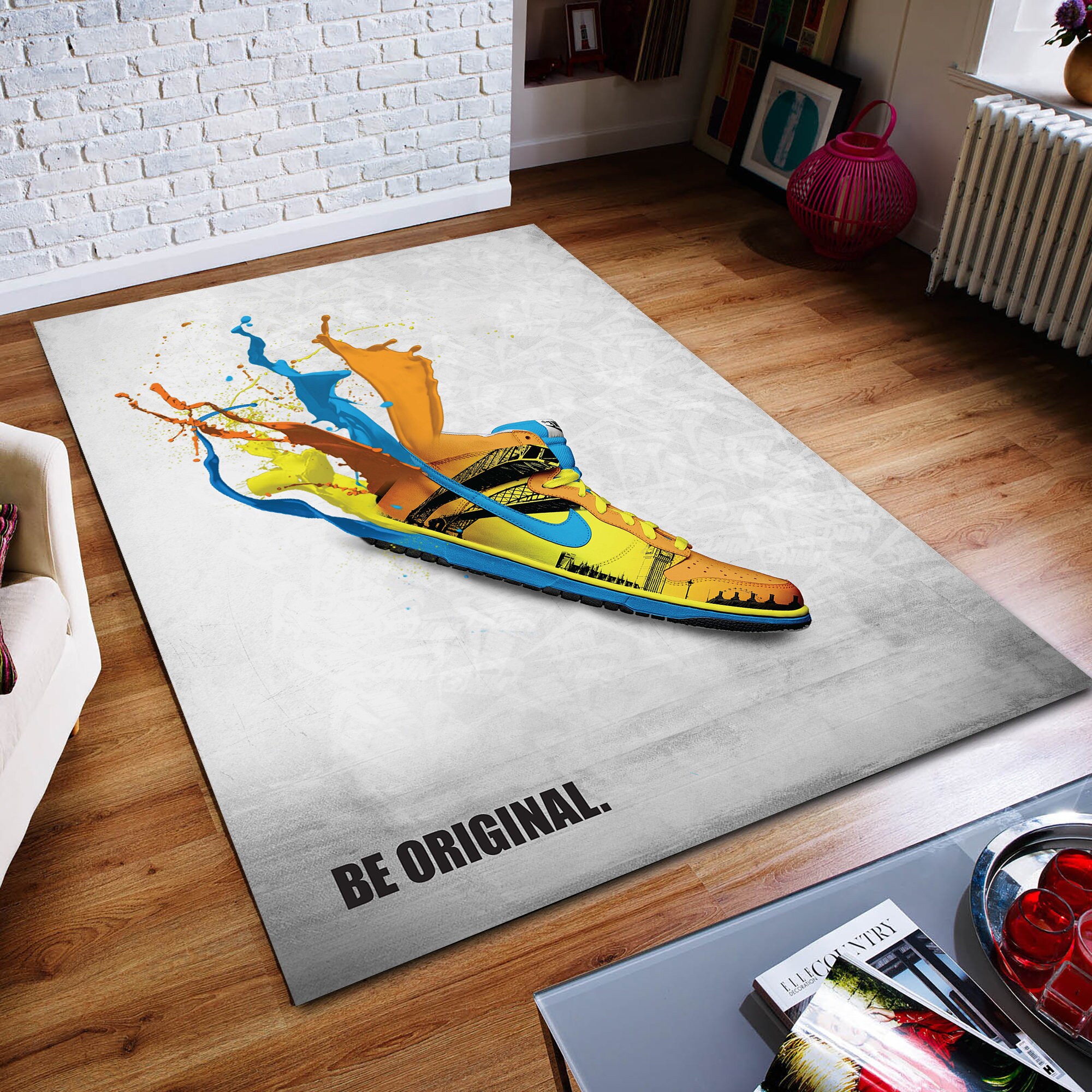 Alfombra de zapatillas, alfombra de área, alfombra decorativa para el hogar, alfombra personalizada, alfombra para zapatos, alfombra colorida, alfombra para habitación infantil, moda urbana, alfombra moderna, alfombra antideslizante, alfombra