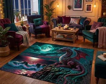 Dragon Rug,Mythological Rug,Home Decor Rug, Modern Rug, Non slip Rug, Carpet, Gift For Him, Popular Rug, Area Rug, Custom Rug,Decorative Rug