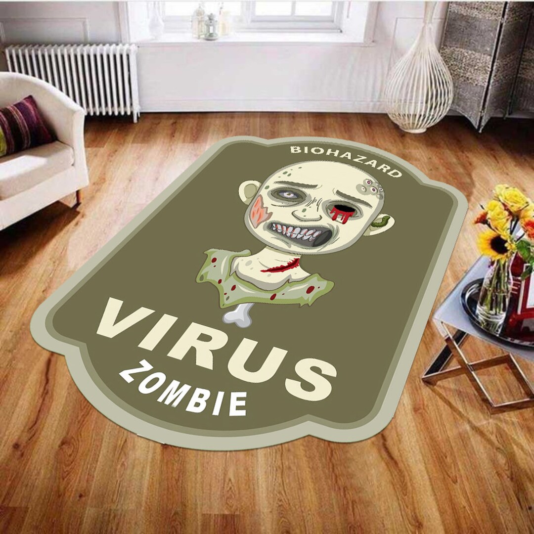 Oval Rug, Special Shaped Rug, Virus Zombie Rug, Custom Rug, Home Decor ...