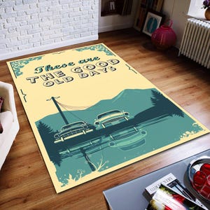 Classic Car,These Are The Good Old Days,Personalized Rug,Custom  Rug,Gift for Him,Custom Area Rug,Gift,The Good Old Days Rug,Washable Rug