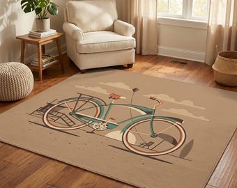 Bicycle Rug, Modern Rug, Colorful Rug,Art Rug, Home Decor Rug, Non slip Rug, Carpet, Gift For Him, Popular Rug, Area Rug, Custom Rug