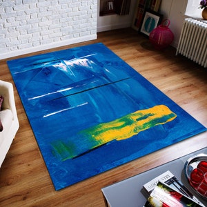 Blue Painting Rug, Painting Rug, Abstract Rug, Custom Rug, Home Decor Rug, Modern Rug, Non slip Rug, Popular Rug, Area Rug
