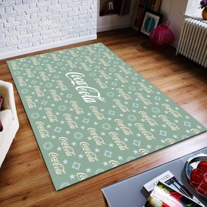Tapete Coca-Cola, Tapete para Bebidas Lendárias, Tapete Abstrato, Tapete Personalizado, Tapete para Decoração de Casa, Tapete Moderno, Tapete Antiderrapante, Tapete Popular, Tapete de Área, Letras da Coca-Cola