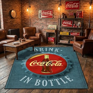 Coca Cola Teppich, Die Cola in der Flasche, Legendärer Getränketeppich, Abstrakter Teppich, Individueller Teppich, Wohnkultur Teppich, Moderner rutschfester Teppich